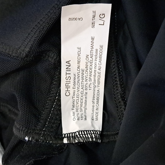 Christina Swim Top Tankini Bathing Suit Top Black White Size Large Beach Pool - Picture 9 of 10